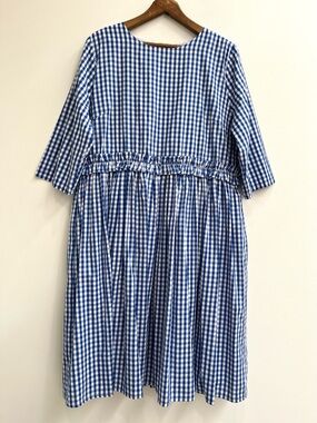 Dainty Jewells Day at the Fair Blue White Gingham Check Midi Dress Modest XXXL
